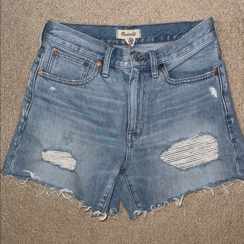 Madewell Women's Light Blue Distressed Jean Shorts